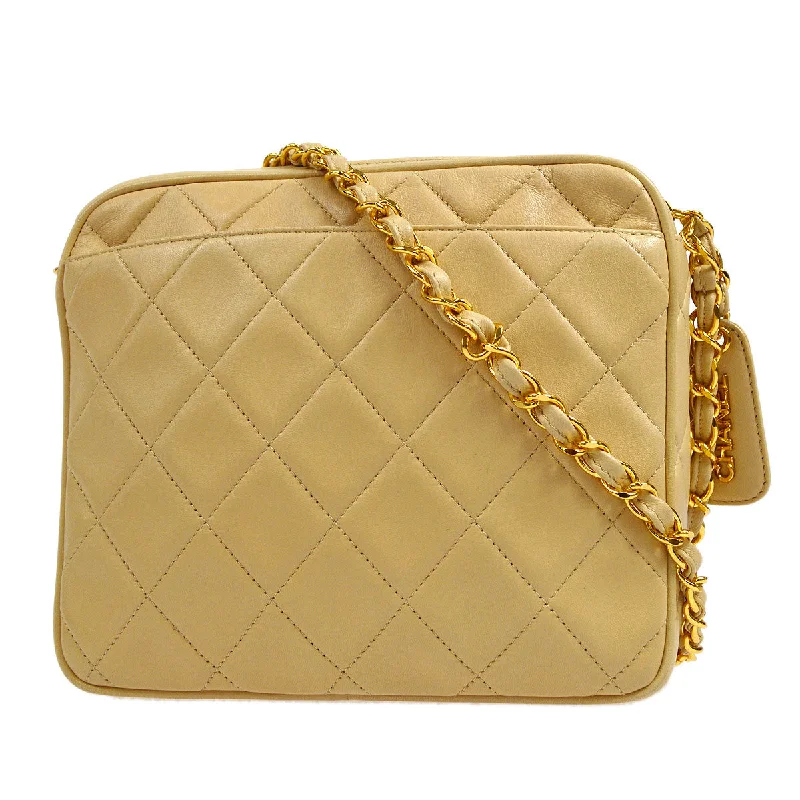 CHANEL 1994-1996 Pocket Camera Bag Mini Beige Lambskin 26315