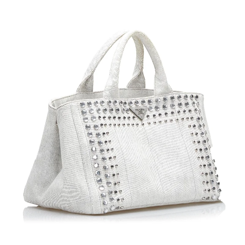 Prada Studded Canapa Tote G3i5H6